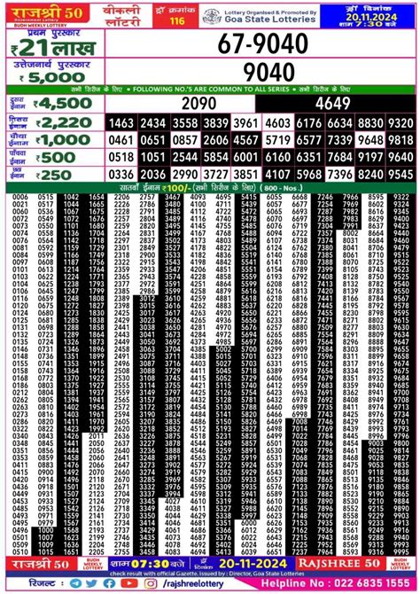 Rajshree 50 Budh Weekly lottery result, 7:30 pm, 26.06.2024.